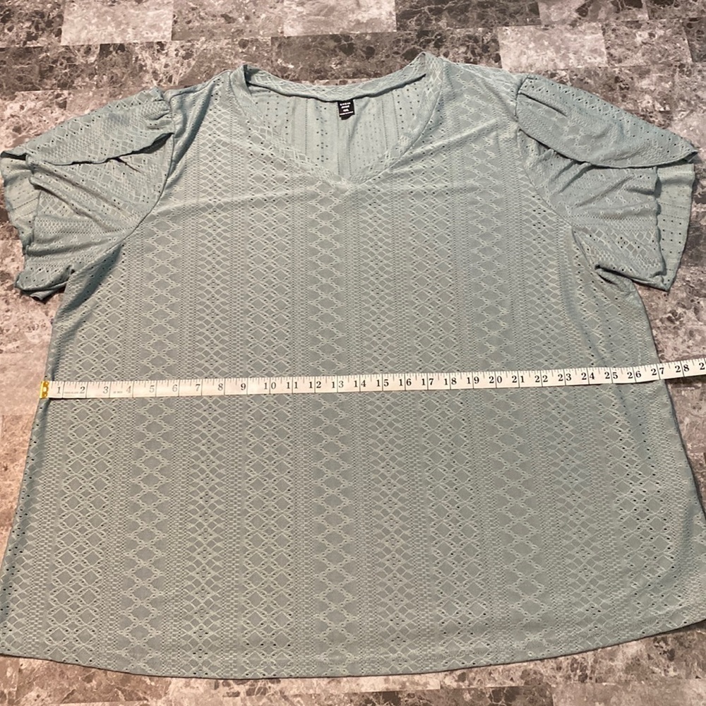 Shein Plus Eyelet Embroidery Petal Sleeve Top - Size 4XL - Picture 6 of 12